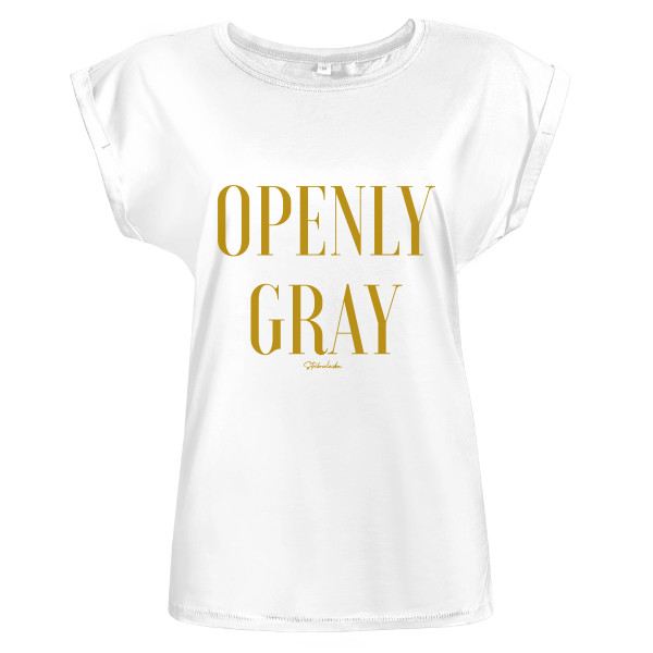 Tričko s potiskem OPENLY GREY okrový nápis - bílé tričko