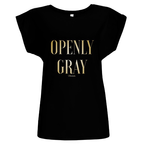 Tričko s potiskem OPENLY GREY okrový nápis - černé tričko