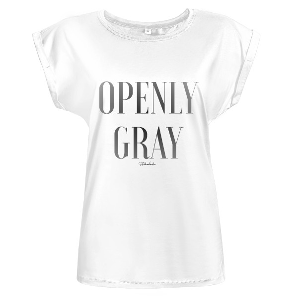 Tričko s potiskem OPENLY GREY šedý nápis - bílé tričko