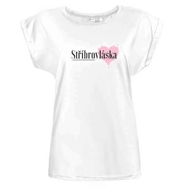 Tričko s potiskem Stříbrovláska - srdce (černý nápis)